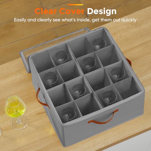 Foyego Wine Glass Storage Box, Gray - color: Gray, size: 15.7"L x 15.7"W x 9.8"H