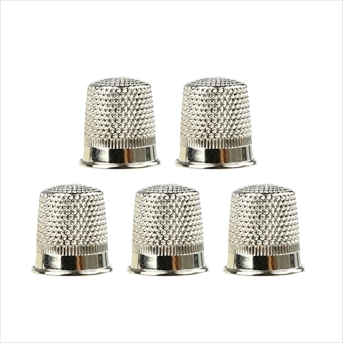 Metal Thimble Finger Protectors - Pack of 5 - Stainless Steel Thimbles - Hand Protector for Sewing