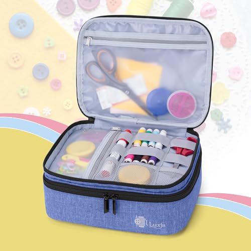 Luxja Double-Layer Medium Sewing Organizer, Dark Blue - color: Dark Blue, size: Medium