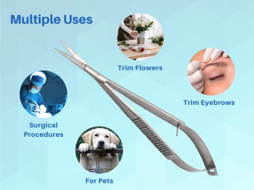 ARTMAN Micro Scissors 4.5” Straight Castroviejo – Premium Stainless Steel Spring Action Squeeze Scissors for Stitch Cutting, Sewing, Embroidery, Applique, Craft, Dental & Surgical Precision