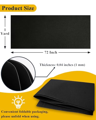 Black Felt Fabric 72" x 36", Large Stiff Craft Felt Sheet by The Yard - color: Black, size: 72" X 36" (1 Yard)