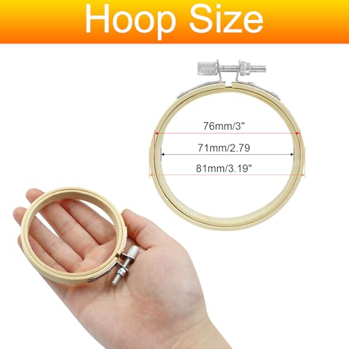Biaungdo 3 Inch Round Wood Embroidery Hoops, 6 Pieces - style: 3 inch