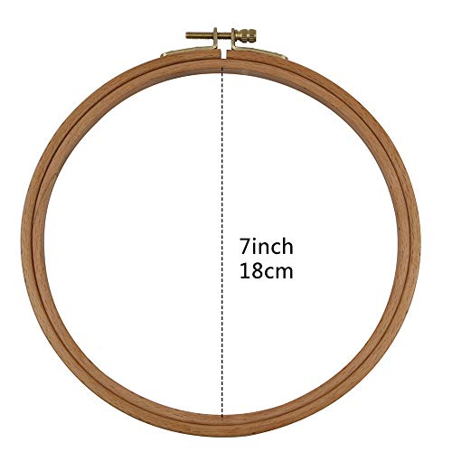 2 Pack 7 Inch Embroidery Hoop, Guofa 18CM Beech Wood Cross Stitch Hoops, Decorative Hanging Embroidery Frame for Needlepoint Sewing Project - style: 7 inch