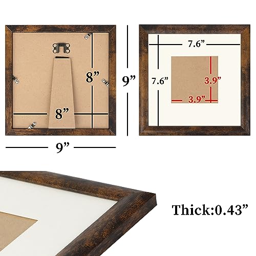 AEVETE Picture Frame 8x8 Dark Brown Photo Frames Rustic for Wall and Desk Decor - color: Rustic Brown, size: 8x8