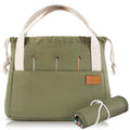Stylish Crochet Bag Organizer for Yarn - Durable Canvas with 8 Pockets - color: Sage