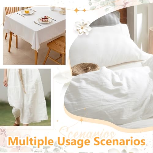 NSGZ White Linen Cotton Fabric Half Yard 61" Wide, Linen Cotton Blend - color: White, size: Half Yard