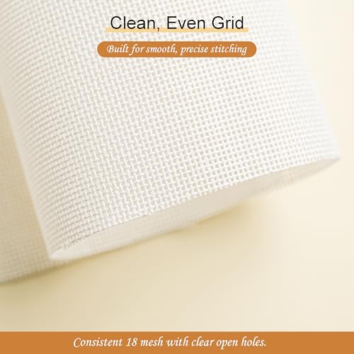 Kaitiaki 18 Mesh Needlepoint Canvas, 2 Pack 20 x 18 Inch Rolled Packaging with 5 Needles, 100% Cotton 18CT Blank Canvas Sheets, No-Fold Refill Needlepoint Fabric Set for DIY Embroidery Crafts - color: White 18mesh-20x18 in