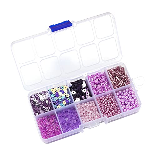Light Purple Glass Seed Bugle Tube Beads for Jewelry Making - color: Light purple
