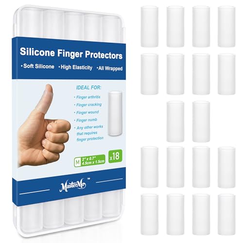 Gel Finger Cots Protectors, Silicone Fingers Covers Bandages Caps Sleeves for Fingertip Thumb Protection, Ideal for Trigger, Arthritis, Cracking, Blisters, Callus, Hangnail & Pain Relief (Clear, M, 18PCS) - size: M(18)