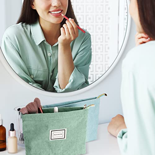 Sanwuta 4 Pack Velvet Corduroy Makeup Bag Zipper Pouch,Macaron Series,Plaid - color: Macaron Series