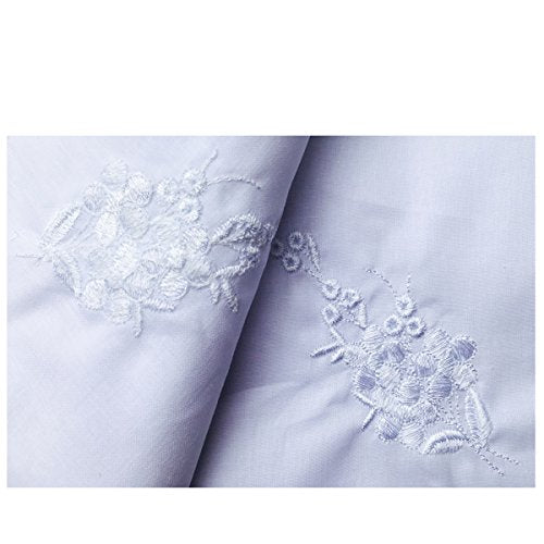 6 Pack of Ladies Embroidery Cotton Handkerchiefs Lace Wedding Hankies - color: White