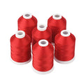 Simthread 6 Spools Red Machine Embroidery Thread 1000M(1100Yards) for Brother, Babylock, Janome, Pfaff, Singer, Bernina and Other Home Machines (Red) - color: Red