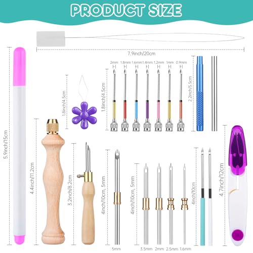 30Pcs Punch Needle Kit - Complete for Needle Punching - Includes 11 Different Size Punch Needle Tools,Perfect for DIY Craft Decoration&Gift