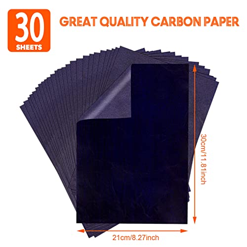 PSLER Blue Carbon Paper for Tracing - 30Pcs Graphite Transfer Paper, A4 - color: blue