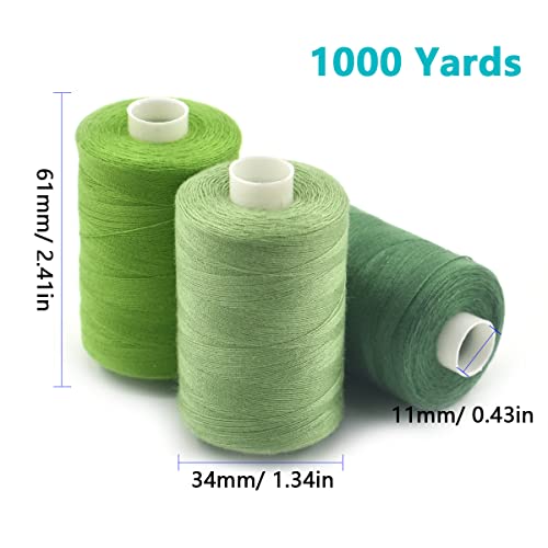 Sewing Thread 10 Color Sewing Industrial Purpose 1000 Yards Per Spool 40S/2 Polyester for DIY Sewing Machine,Embroidery Machine,Hand Sewing (Green) - color: Green
