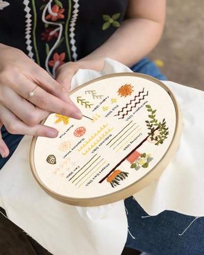 Santune 3 Sets Embroidery Kit for Beginners Adults,Learn Over 30 Different Stitches,DIY Cross Stitch Kits,Including Clear Instructions,Video Tutorials,Stamped Flower Patterns,Hoop,Color Threads,Tools - color: Simple Patterns