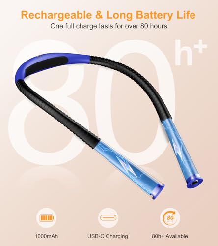 Gritin Book Light, Eye Caring 4-Color&5-Brightness Neck Light Reading Light - color: Dark Blue, size: Upgraded