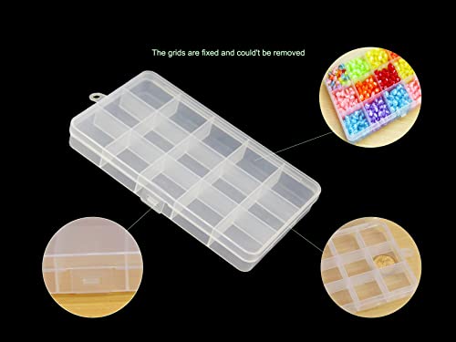 8Pack 15-Grid Clear Fixed Dividers Storage Boxes for Beads - size: 8pcs 15 Grids Box