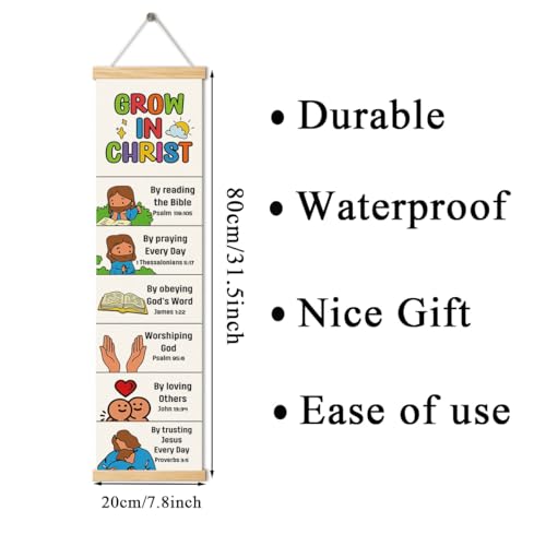 Christian Decor, Grow in Christ Poster, Bible Lesson Banner for Home Church Classroom Decoration, Inspirational Religious Gift, Family Hanging of Scripture and Words Decorations 13 - color: Style 13