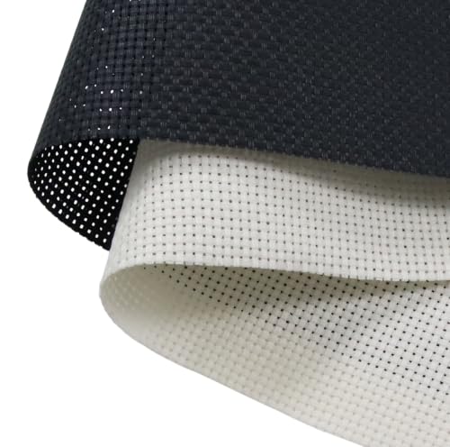 KCS 2 pc of 15" x 18"(38cmx45cm) 11 Count Cross Stitch Cotton Aida Cloth Needlework Fabric Box (Antique White+Black, 11CT) - color: Antique White+black, size: 11CT