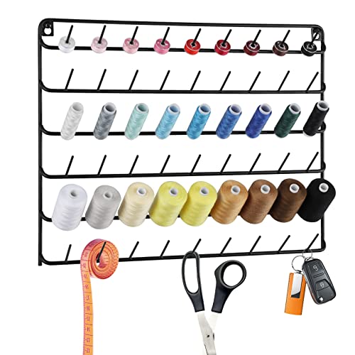 YBING Thread Holder Wall 54 Spools Sewing Thread Rack 4 Pack, Black - color: black