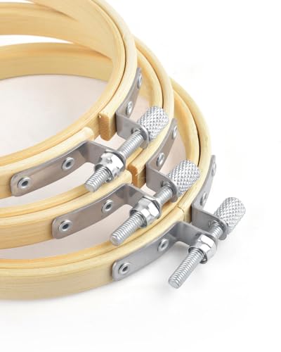 TINDTOP 16 Pieces 4 inch Embroidery Hoops, Bamboo Frame Circle Cross Stitch Hoop Ring Embroidery Hoops Set for Embroidery and Cross Stitch - color: 16 Pcs, 4 Inch
