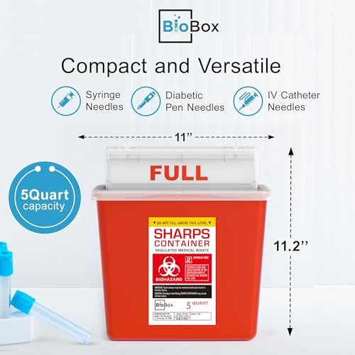 Sharps Container - Large Sharps Containers for Home Use, Needle Disposal - size: 5 Quart