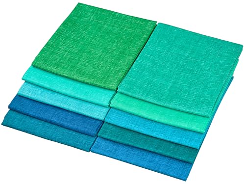 Craftido - 11 Options Solids with Tweed Tonals-Assorted Color Cotton Quilting Fabric Bundles 10pcs Fat Quarters 18"x21"-Medium Weight 5.2oz-for Quilting, Sewing and Crafts-Midnight Oasis(Greens+Blues) - color: Midnight Oasis(greens+blues)