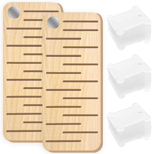 HAND U JOURNEY Beech Wood Floss Organizer, 2 Holders with 30 Bobbins - size: 2Pcs