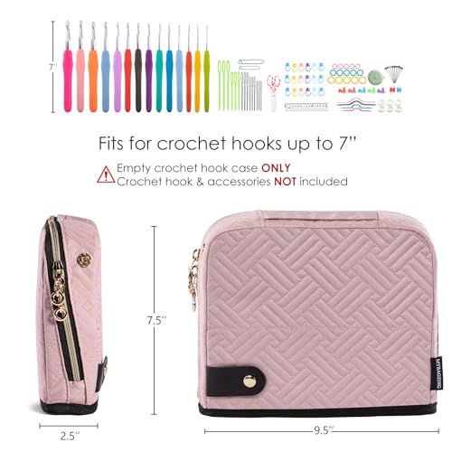 MYBAGZING Empty Crochet Hook Case, Stand-Up Crochet Hook Organizer - color: Pink, size: Case (Empty)