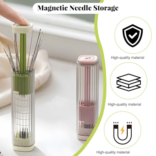 2-Piece Magnetic Needle Case with Pop-Up Design | Quick Sewing Kit for Hand Sewing, Knitting, and Embroidery | Portable Organizer with Threaders and Seam Ripper