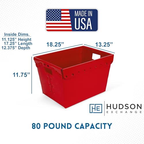 18x13x12" (3 Pack) Space Age Handled Storage Mail Tote, Red - color: Red
