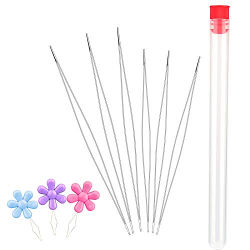 6 Pieces Beading Needles, 2 Sizes Collapsible Eye Needles for Beading - style: 6pcs-2sizes