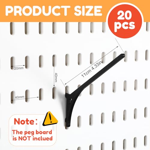 Geelin 20 Pcs Black Pegboard 45° Spool Hooks Pegboard Accessories - color: Black