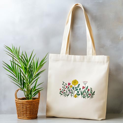 ORIGACH 4 Sheets 12 Pcs Water Soluble Embroidery Patterns Stabilizers - Pre-Printed Wildflowers & Flowering Shrubs Designs - Stick & Stitch Embroidery Paper for Hand Sewing Lovers - color: Wildflowers & Flowering Shrubs