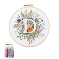 artcici Embroidery Kits Plant Flower Leaf English Letter Patterns for Beginners Adults, Full Range Embroidery Starter Kits Cross Stitch Needlework Supplies (Letter D) - color: Letter D