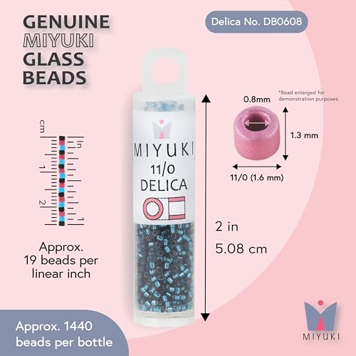 Miyuki Delica Seed Beads - color: DB0608 - Silver-Lined Blue Zircon Dyed