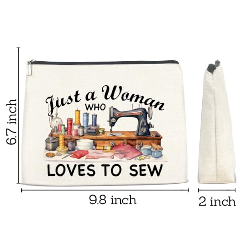 Sewing Gifts Makeup Bag for Women, Hostess Gifts for Female Mom Grandma Birthday Christmas Gift for Quilters Sewing Lovers Just a Woman Who Loves to Sew Cosmetic Bag Travel Toiletry Pouch for Purse - color: Multicolor B