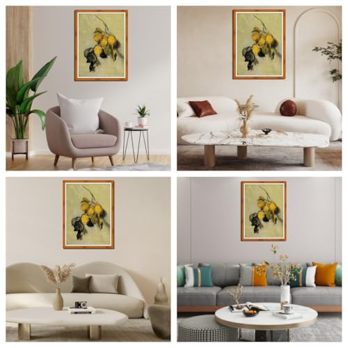 IUHUI 14 Count Stamped Cross Stitch Kits for Beginners Adults, Branch of Lemons of Claude Monet Pre-Printed DIY 14ct Embroidery Sewing Starter Kit Needlework Easy Patterns Famous Paintings - color: Branch of Lemons