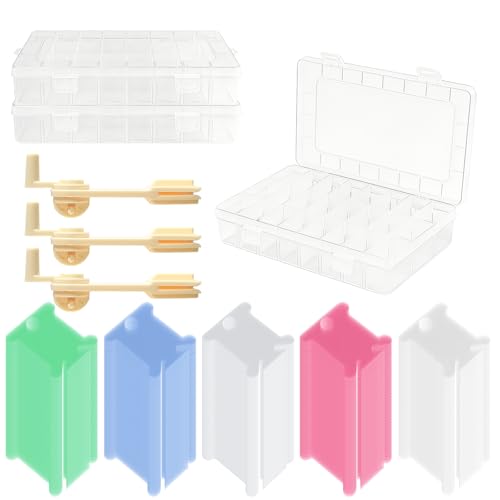 3 Embroidery Floss Organizer Box with 500 Floss Bobbins and 3 Bobbin Winder, Cross Stitch Needlepoint Thread Organizer Kit, Embroidery Accessories and Supplies