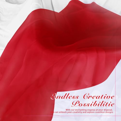 Manyshofu Red Organza Fabric by The Yard, 60 Wide (1 Yard) - color: Red, size: 1 Yard