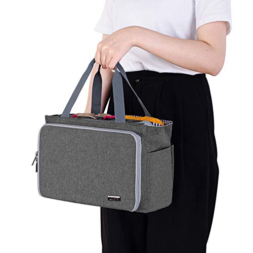Luxja Crochet Yarn Storage Tote Bag, Gray - color: Gray