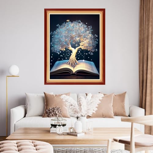 Funchey Stamped Cross Stitch Kits, DIY Cross Stitch Pattern for Adults Beginners Needlepoint Kits Embroidery Kit Arts and Crafts 11CT&White Tree Book 16x20 inchs - color: HandicraftColor10