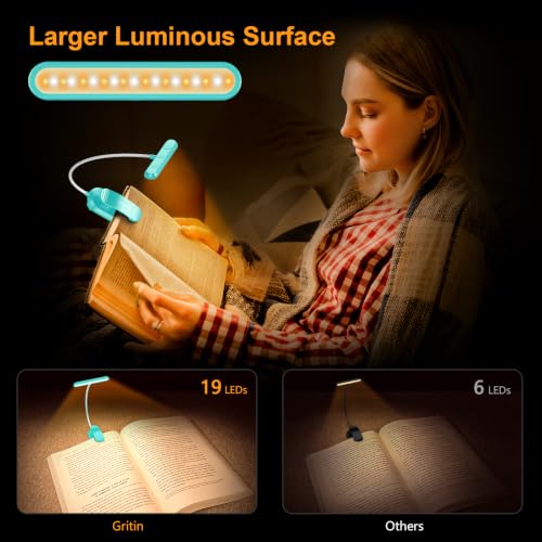 Gritin Rechargeable Book Light for Reading in Bed with 19 LED - color: Blue
