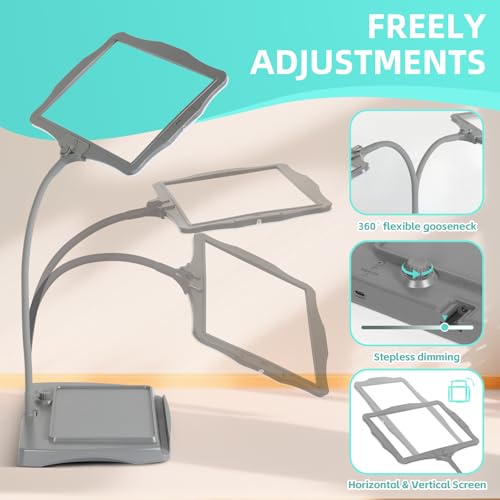 Magnifying Glass with Light and Stand 50 Ultra-Bright LEDs Grey - color: Gray