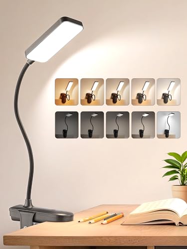 Clip on Light,45 Modes Dimmable+450 Lumen 48 LED Desk Lamp with Clamp Light - color: Black