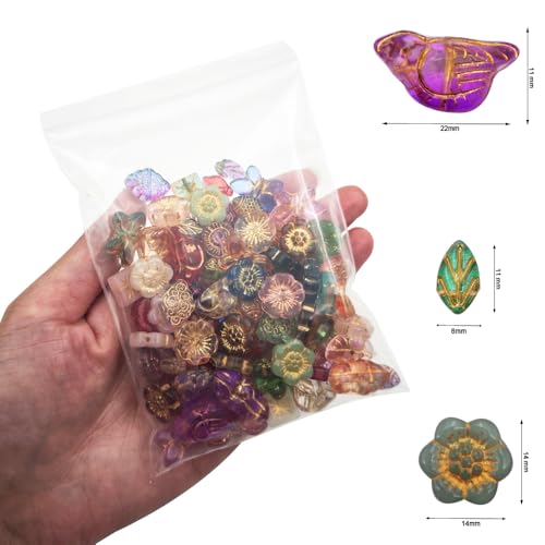 INSPIRELLE 100pcs Crystal Beads Gold Tracing Multi Shapes Glass Beads