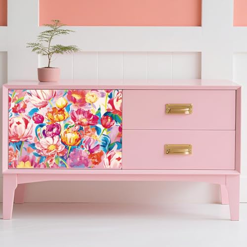 3 Sheets Abstract Flower Rub on Transfers for Crafts and Furniture 12×6inch Vintage Floral Furniture Transfer Stickers for Wood Cabinet Dressers Home Decor - style: Abstract Flower