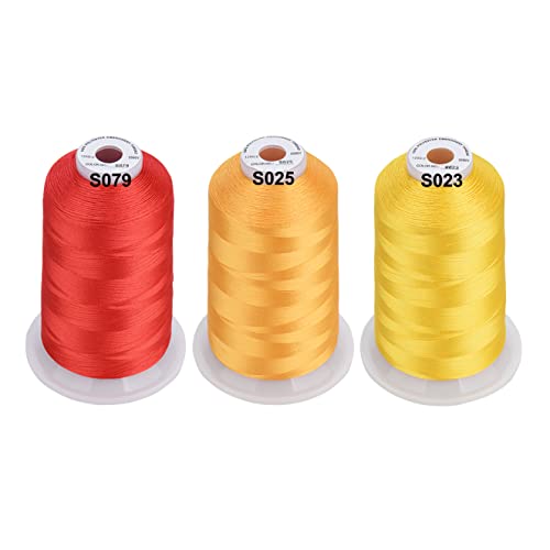 Simthread - 33 Selections - Various Assorted Color Packs of Polyester Embroidery Machine Thread Huge Spool 5500Y for All Sewing Embroidery Machines - 6 Rainbow Colors - color: 6 Rainbow Colors