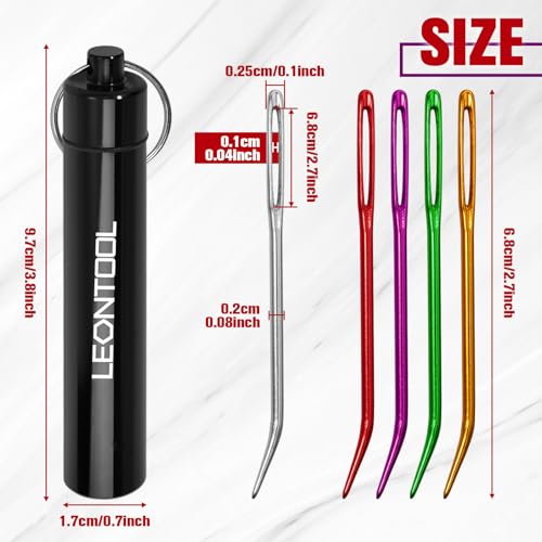 LEONTOOL 10 Pcs Large Eye Yarn Darning Tapestry Needle Big Eye Weaving Needle Aluminum Bent Needles Sewing Hand Knitting Needles with Storage Tube for Crochet Weaving Darning Projects